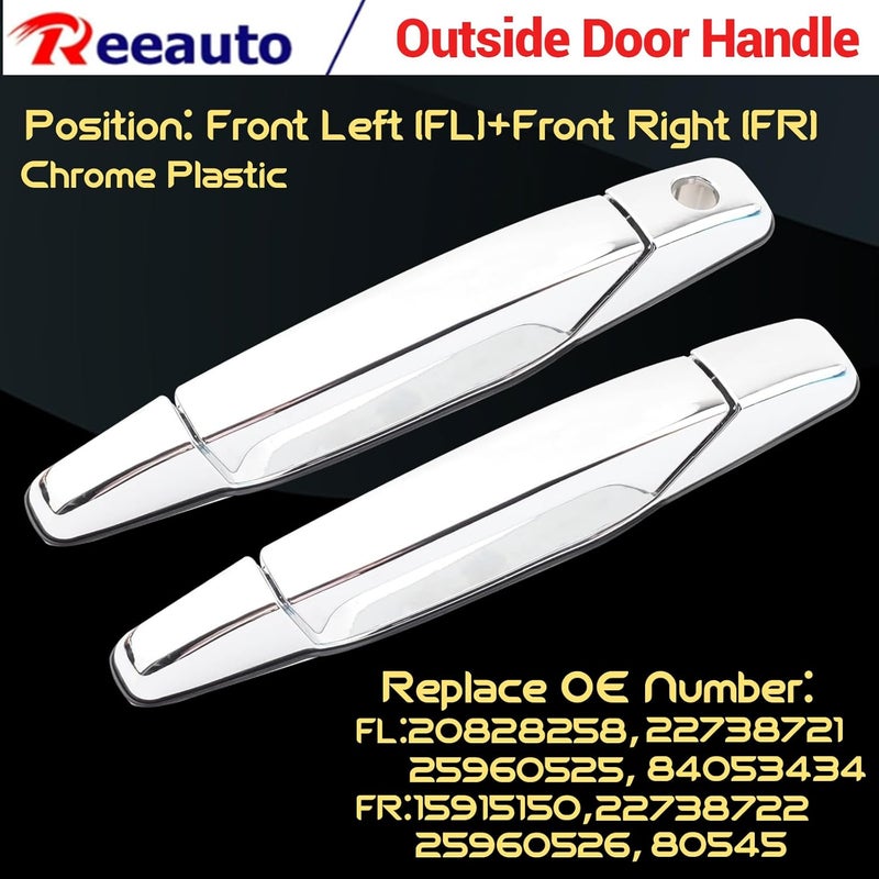 Reeauto Front Rear Left & Right Exterior Door Handle Compatible with 2007-2013 Silverado Suburban Tahoe Avalanche Sierra Yukon Cadillac Escalade, Replaces# Outside Door Handle, Chrome - Image 5